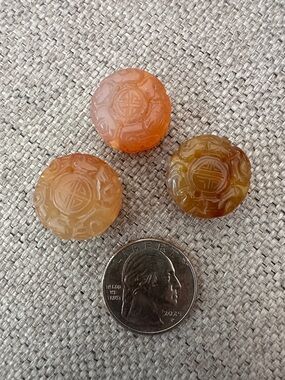 RARE Vintage Chinese Carved Carnelian Beads A